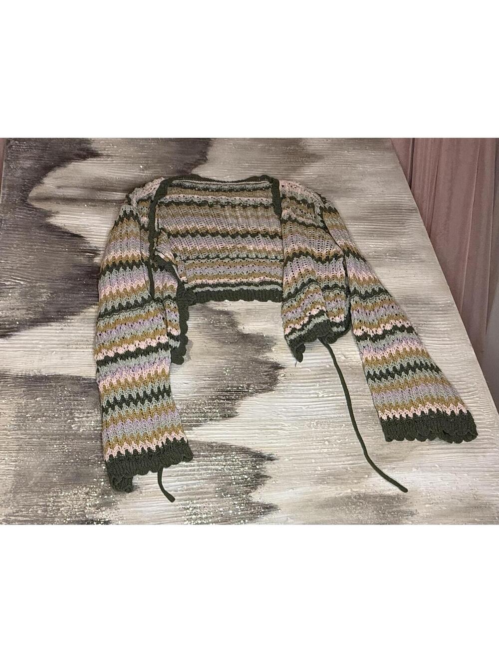 Women Cider Multicolor Yarn Girly Pastel Cardigan